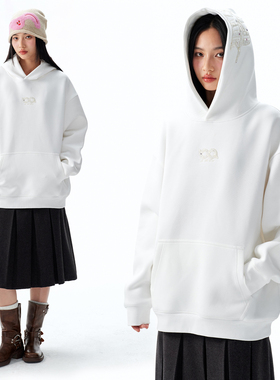 BIPOLAR彩点贴布logo帽衫卫衣美式休闲宽松百搭上衣连帽外套新款