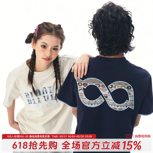 BIPOLAR浅蓝贴布短袖民族风