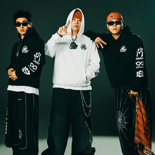 长袖 拉浆印花帽衫 连帽卫衣 上衣外套男 BLOCK「四炁合一」联名