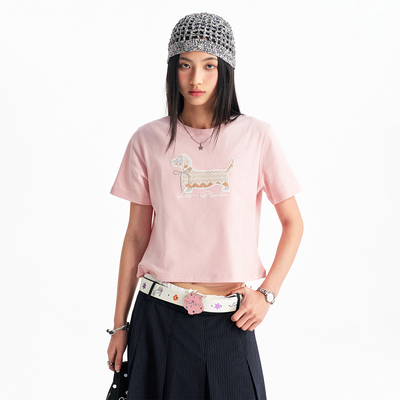 BIPOLAR小狗费尔岛修身短袖T恤