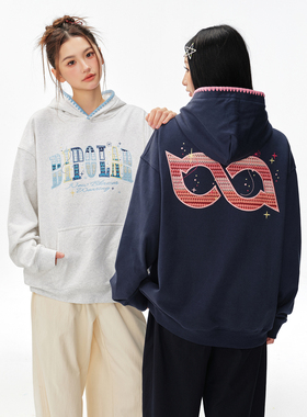 BIPOLAR星星渐变贴布连帽卫衣国潮秋冬新款宽松百搭基础上衣外套