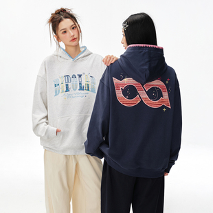 BIPOLAR星星渐变贴布连帽卫衣国潮秋冬新款 宽松百搭基础上衣外套