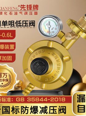 先锋减压阀新国标单嘴煤气家用液化气防爆安全燃气灶热水器低压阀