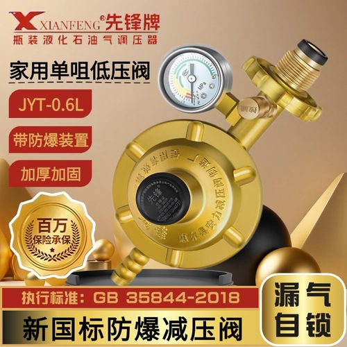 先锋减压阀新国标单嘴煤气家用液化气防爆安全燃气灶热水器低压阀