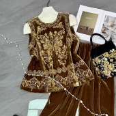 加密真丝丝绒重工刺绣马甲女 2025秋季 南油轻奢高端 背心坎肩叠穿