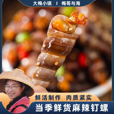 梅哥与海活螺制作麻辣鲜香嫩弹麻辣钉螺一盒500g发6盒连云港发货