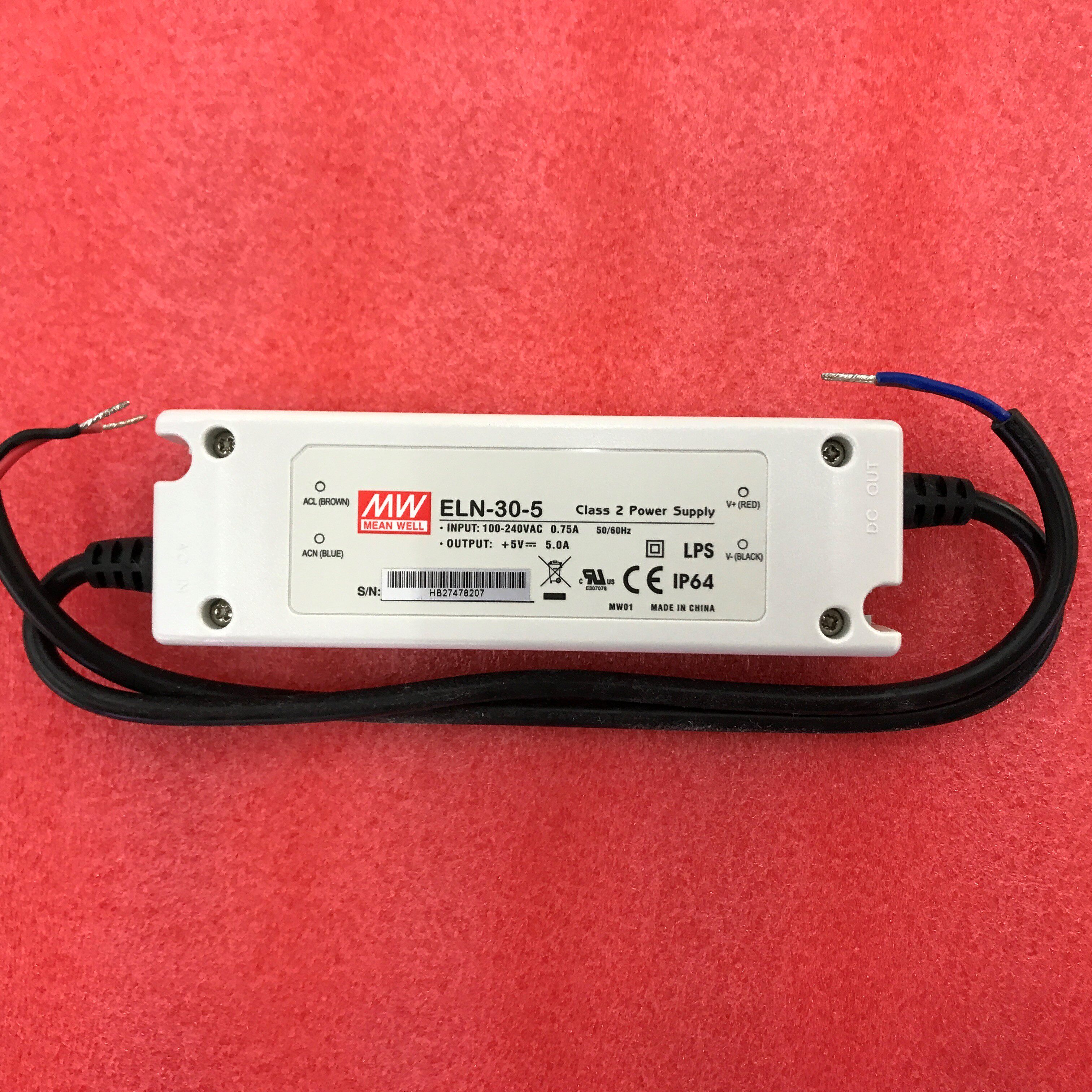 대만 MEAN WELL 플라스틱 케이스 IP64 방수 LED 전원 공급 장치 ELN-30-5 30W 5V 5A 공인 유통