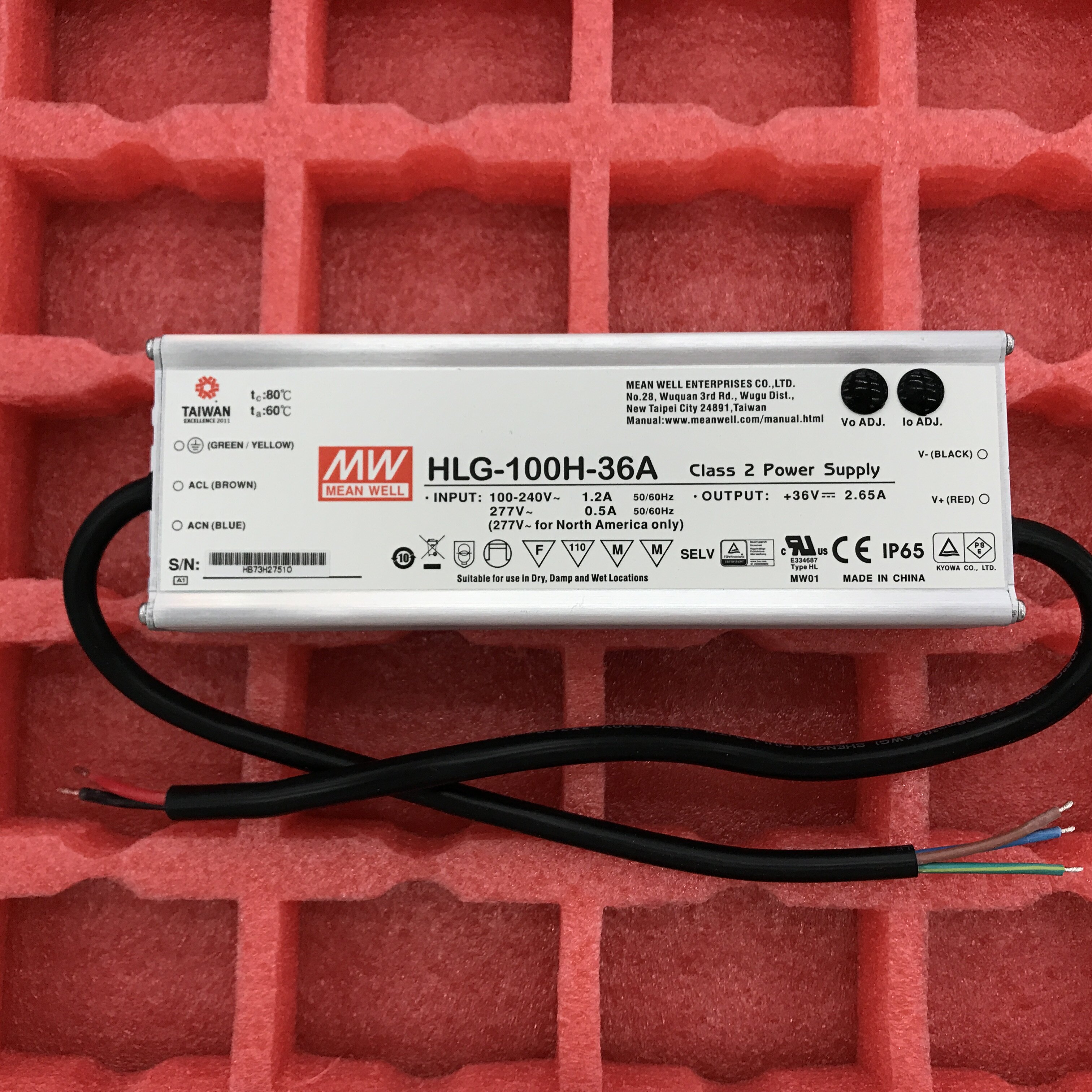 台湾明纬电源开关电源  HLG-100H-36A  100W 36V2.65A
