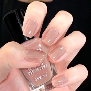 不可剥指甲油果冻奶茶浅啡色美甲套装 女免烤快干持久不掉2025新款