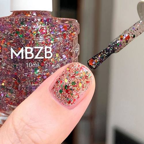 多彩亮片水性指甲油爆闪碎钻