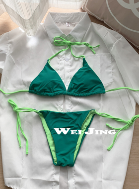 新款韩版显瘦小众设计比基尼女度假风泳衣海边性感两件式时尚泳装