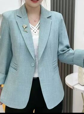 品牌新款高档小西装女3040到50岁胖MM大码外套春秋薄款显瘦小西服