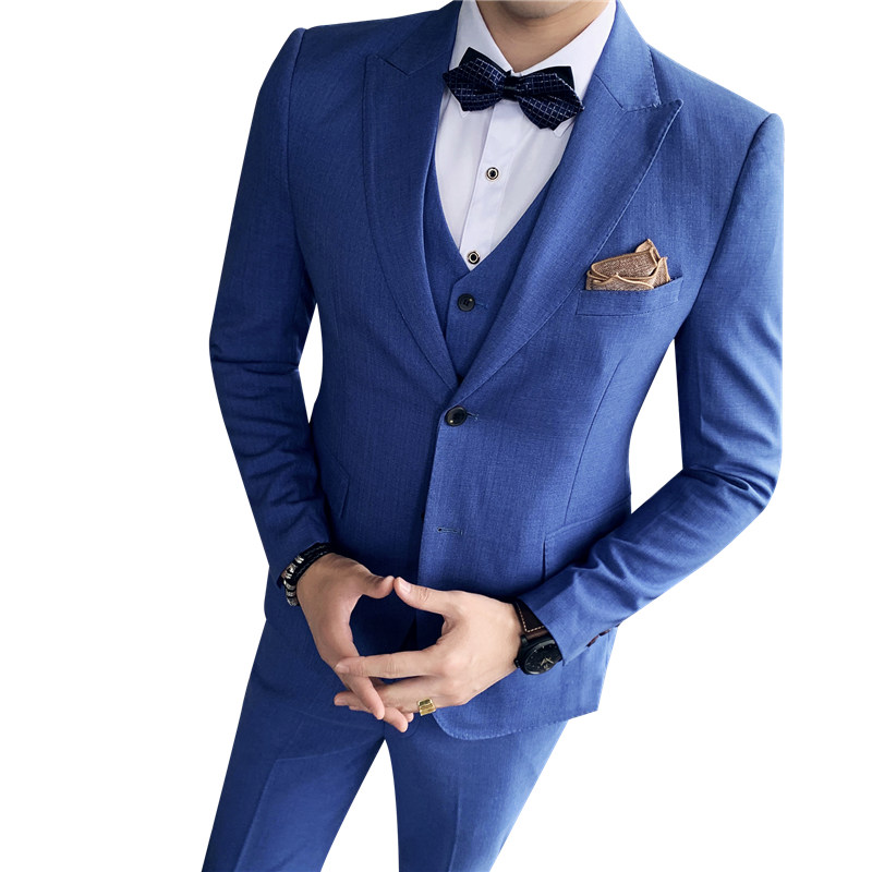 新品男士西服套装纯色西装三件套青年英伦韩版修身西服套装A983,男装西服套装,星座408