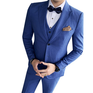 新品男士西服套装纯色西装三件套青年英伦韩版修身西服套装A983图片