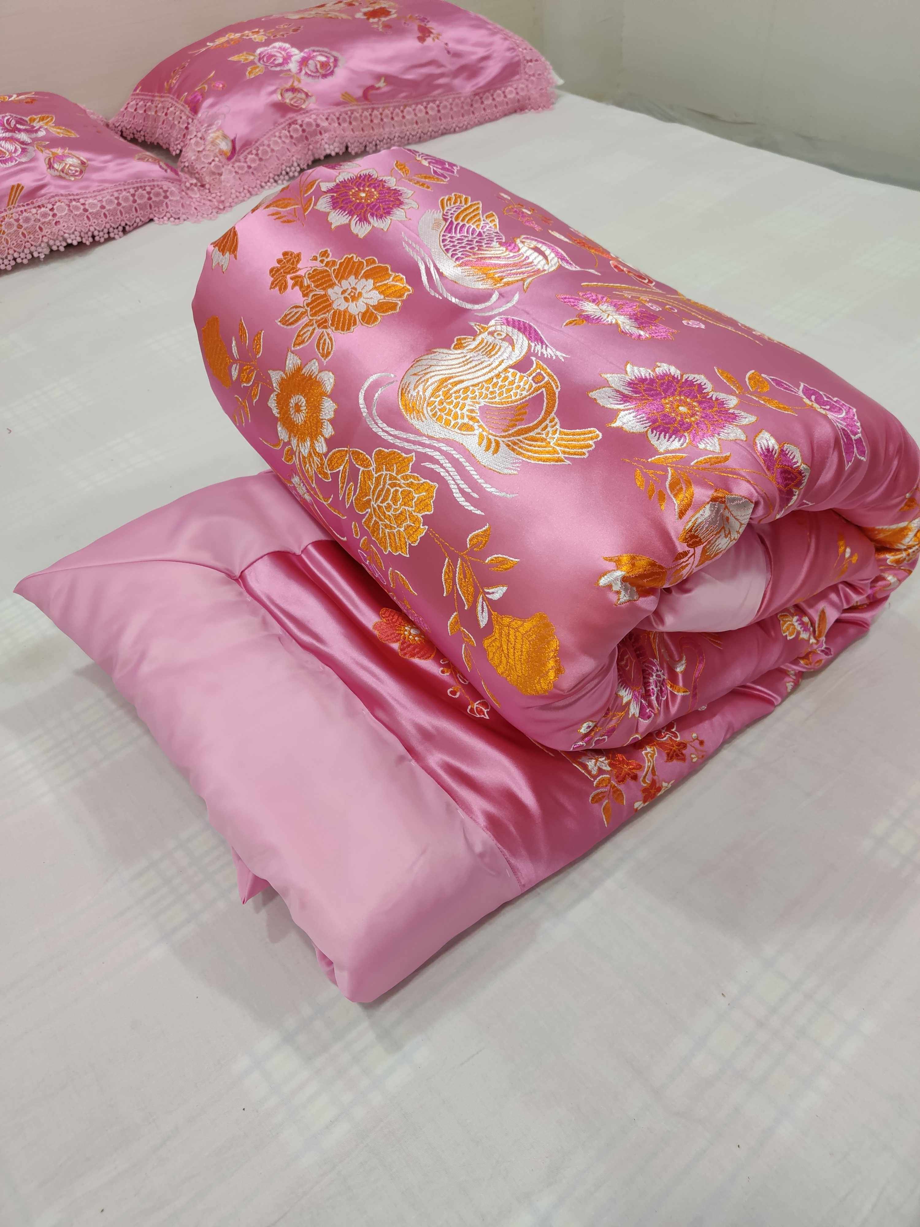 传统老式包边手工丝绸棉花被定制古代绸缎被子婚庆喜被大红龙凤