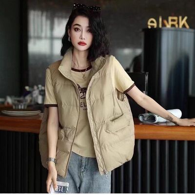 羽绒马甲女款高端女秋冬背心外穿时尚白鸭绒平湖坎肩马夹立领批发