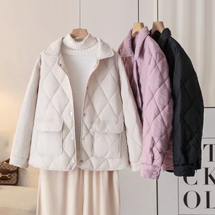 简约百搭休闲轻薄款 女装 翻领 棉衣外套 487 2024秋冬新款 H104 大码
