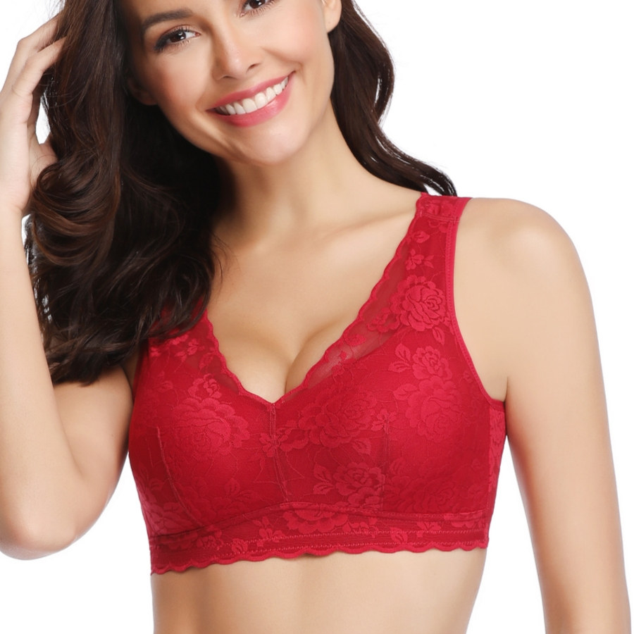 贝茵婷311无钢圈透气健康睡眠文胸背心式蕾丝胸罩侧收聚拢女内衣