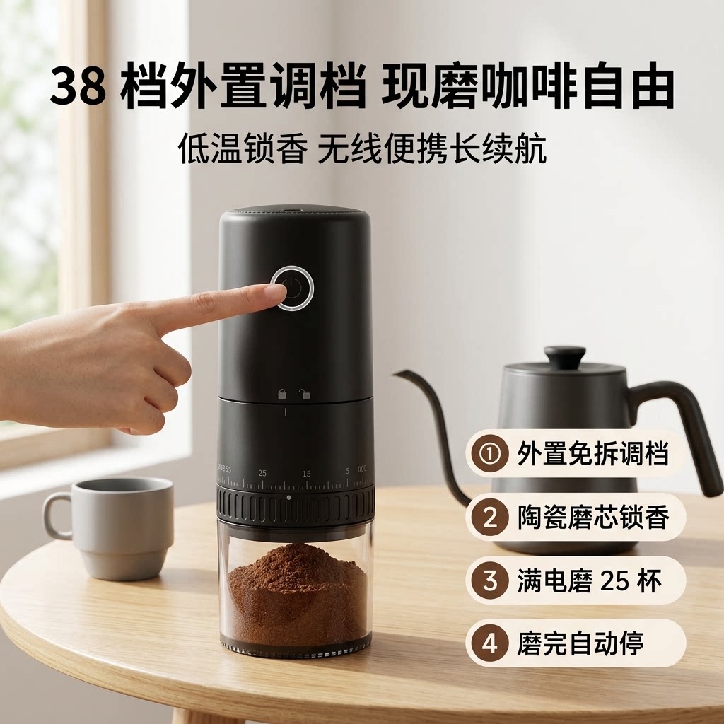 咖创设便携电动磨豆机咖啡研磨机