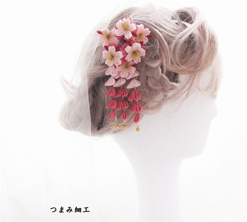 『花崎』つまみ细工手工日本细工花和风花簪浴衣和服头饰巫女