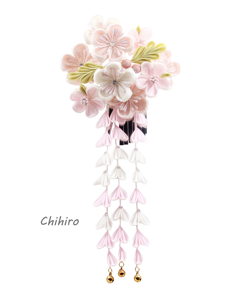 『慕樱』つまみ细工手工日本细工花发夹和风花簪浴衣和服花嫁头饰