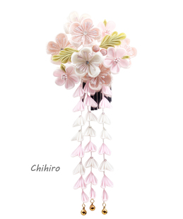 『慕樱』つまみ细工手工日本细工花发夹和风花簪浴衣和服花嫁头饰