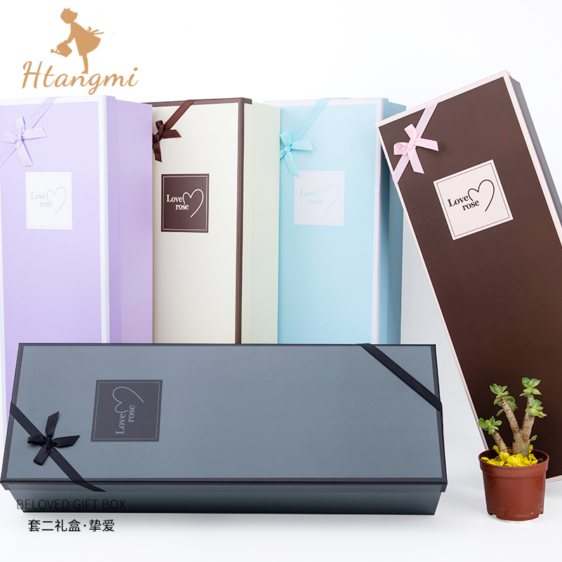 经典款枪炮鲜花礼盒长方形套二挚爱花盒情人节花束礼品包装盒空盒