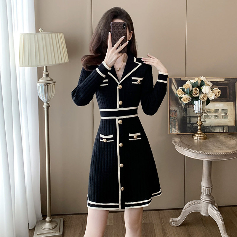 小香风毛衣连衣裙女春季2024新款