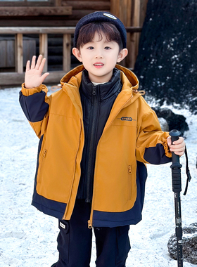 男童冬装三合一可拆卸冲锋衣儿童宝宝保暖羽绒服内胆男孩冬装外套