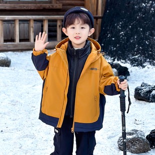 男童冬装 外套 三合一可拆卸冲锋衣儿童宝宝保暖羽绒服内胆男孩冬装