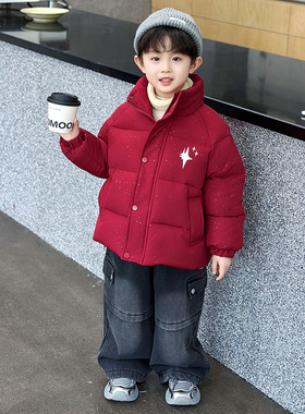 男童冬季加厚棉衣2025新款帅气儿童冬装男孩洋气保暖羽绒棉服外套