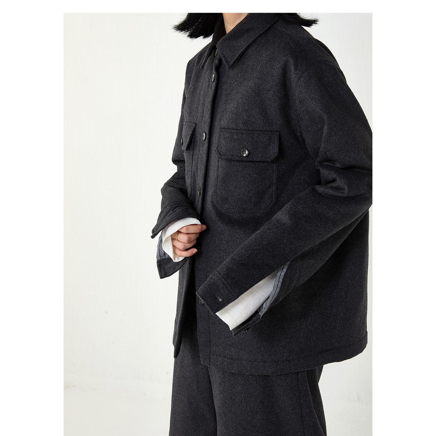 杲果GAOGUO 灰色短绒呢夹棉衬衫式轻薄棉袄翻领单排扣口袋外套,女装/女士精品,棉衣/棉服,淘宝优惠券,粉丝福利购,淘宝优惠卷