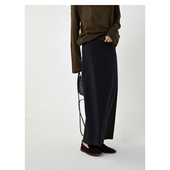 杲果GAOGUO 日产精纺羊毛黑直身ROW系优雅风直筒长款 后开叉半身裙