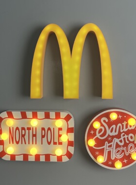 发光冰箱贴圣诞节路牌SROP装饰灯牌节日氛围灯迷你家居装饰