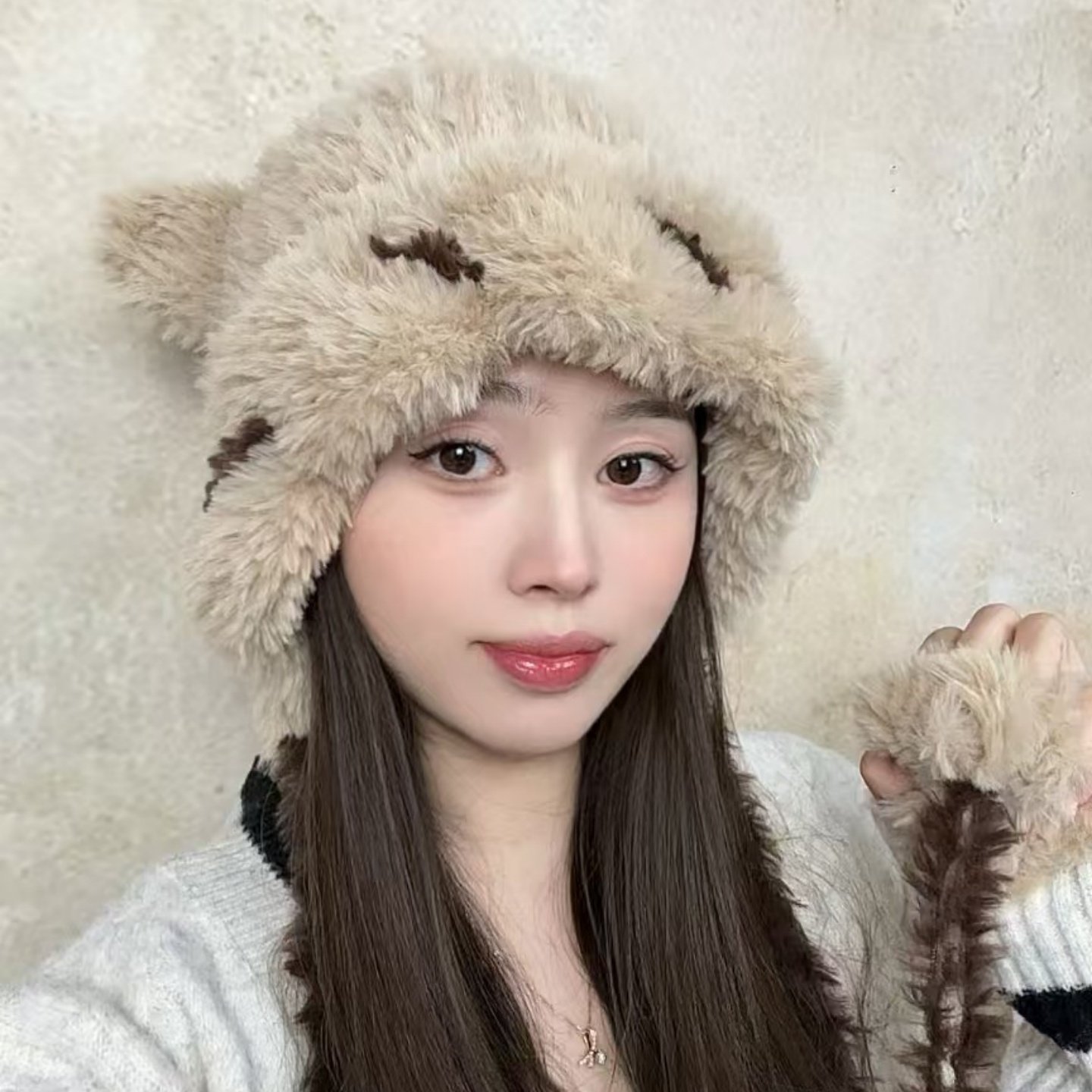 可爱小熊毛绒帽子冬季2025新款保暖毛毛大头围护耳显脸小针织帽女,服饰配件/皮带/帽子/围巾,帽子,淘宝优惠券,粉丝福利购,淘宝优惠卷