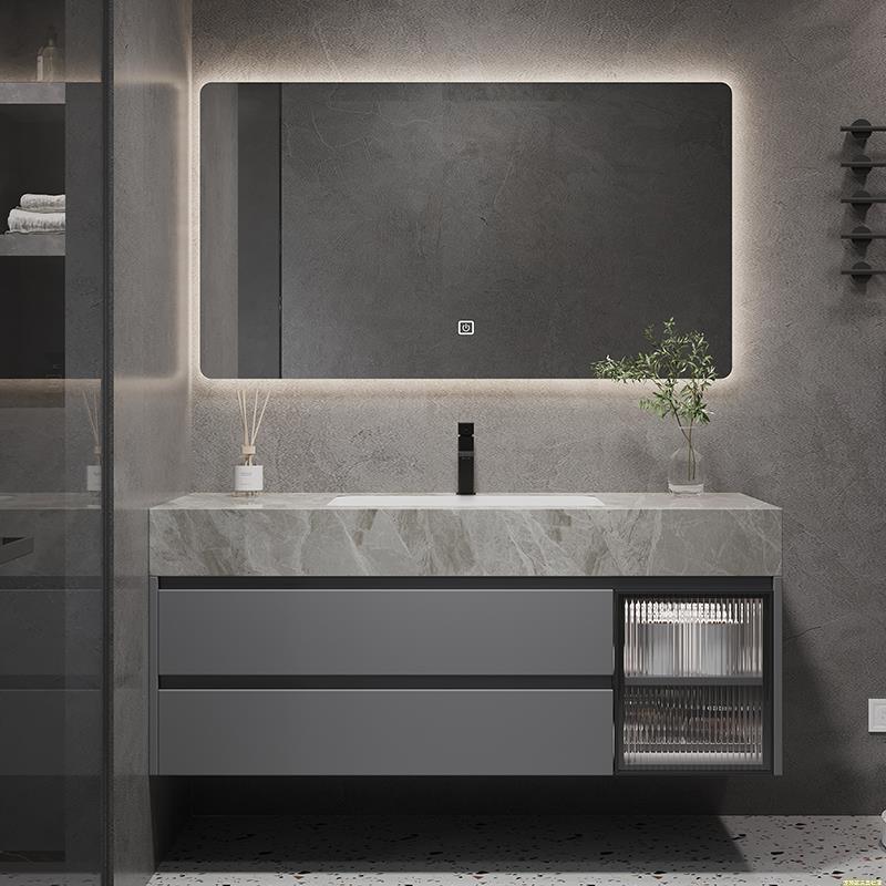 岩板浴室柜无缝拼接68厘米78公分88/98/108cm洗漱台洗手盆柜定制