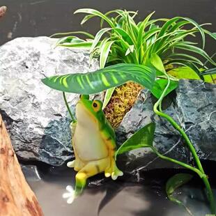 树叶乘凉青蛙摆件户外花园庭院鱼池鱼缸微景观布置造景桌面装饰品