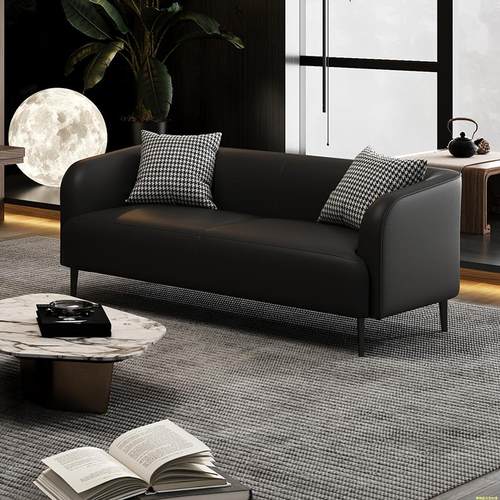 双人小户型沙发服装店出租公寓休息区办公室接待网红简约黑色沙发