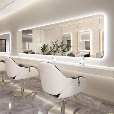 网红理发店镜子LED灯镜美发店镜台发廊专用单面壁挂墙烫染剪发镜
