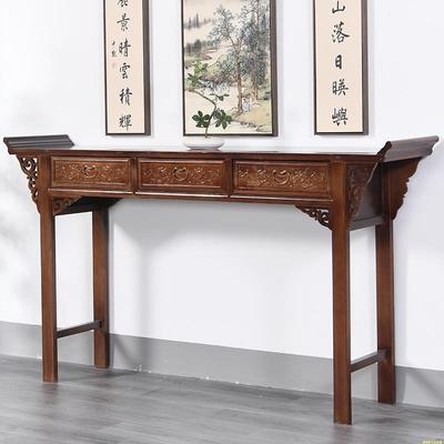 新中式中堂六件套供桌条案实木农村堂屋家具八仙桌佛神台条几机条