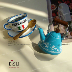 意式咖啡复古茶壶茶杯牛奶冰箱贴餐厅咖啡店装饰洞洞板磁贴59包邮