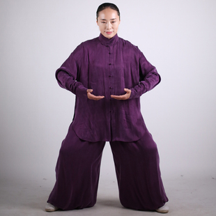 马蕾太极春夏薄款休闲时尚太极服霜感铜氨红男女同款表演比赛服黑