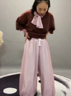 马蕾太极夏季薄款白色百搭男太极裤蓝色女式休闲裤新款蚊帐裤黑色