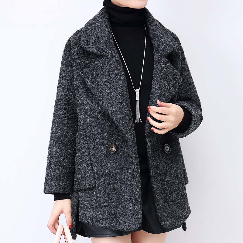 Cape tweed coat womens short Nizi wool 2021 new autumn and winter loose large size coat Korean style fashion