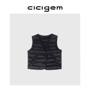 外套可内胆 90白鸭绒百搭休闲V领直筒羽绒马甲短款 青春