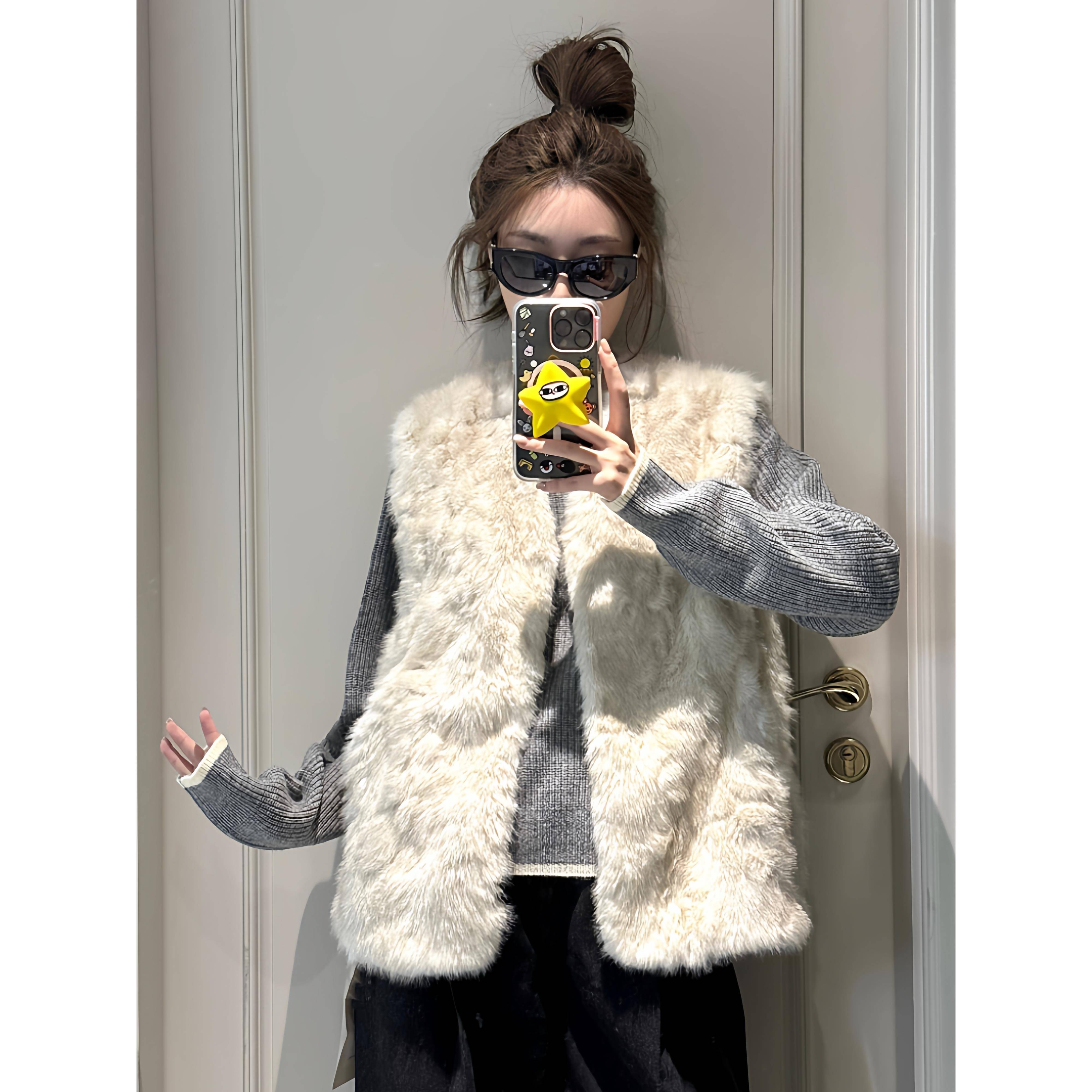 皮毛一体水貂毛毛绒马甲女2025新款秋冬叠穿皮草背心马夹外套加厚