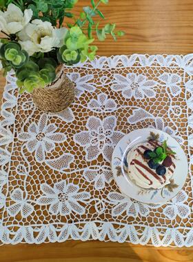 G315 白色 手工即墨花边 方盘垫  盖巾 棉质 45cm方