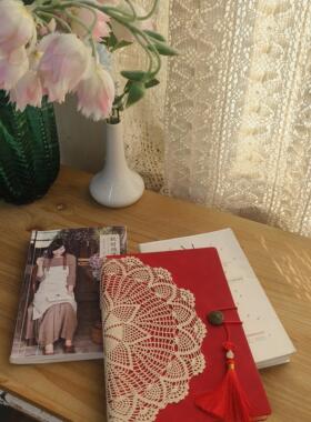 DZ136 细线钩针牛皮复古钩针红色笔记本A5活页17×23cm