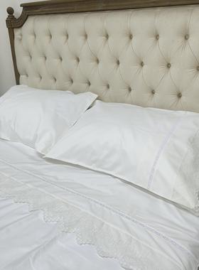 DZ103 扎目绣单人被套三件套1.5×2m  枕套50×70cm白色棉质