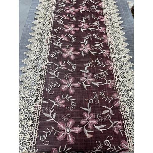 N223 枣红色纱绣桌旗 45*270cm